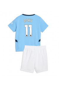 Fotbalové Dres Manchester City Jeremy Doku #11 Dětské Domácí Oblečení 2024-25 Krátký Rukáv (+ trenýrky)